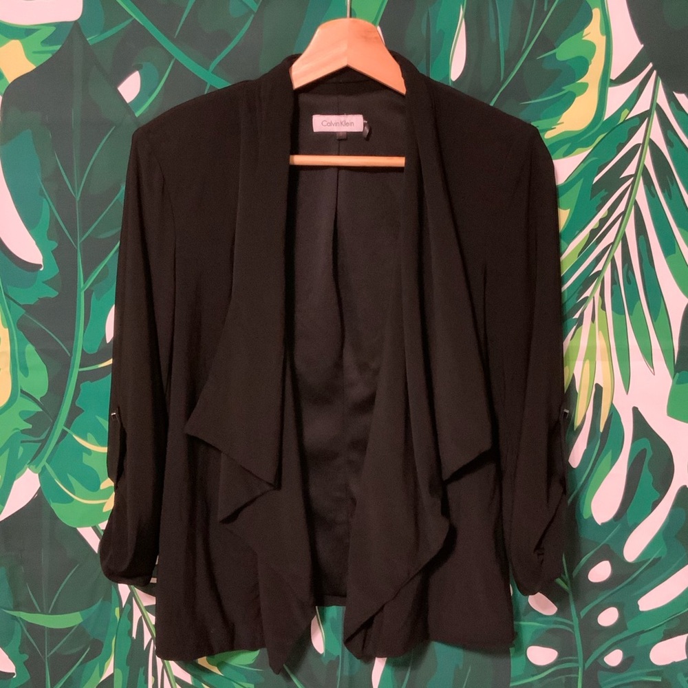 Calvin Klein Open Front Drape Blazer